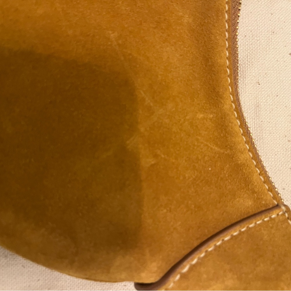 Polo by Ralph Lauren Mustard Suede Crescent Shoulder Bag with Gold Hardware - Picture 2 of 7